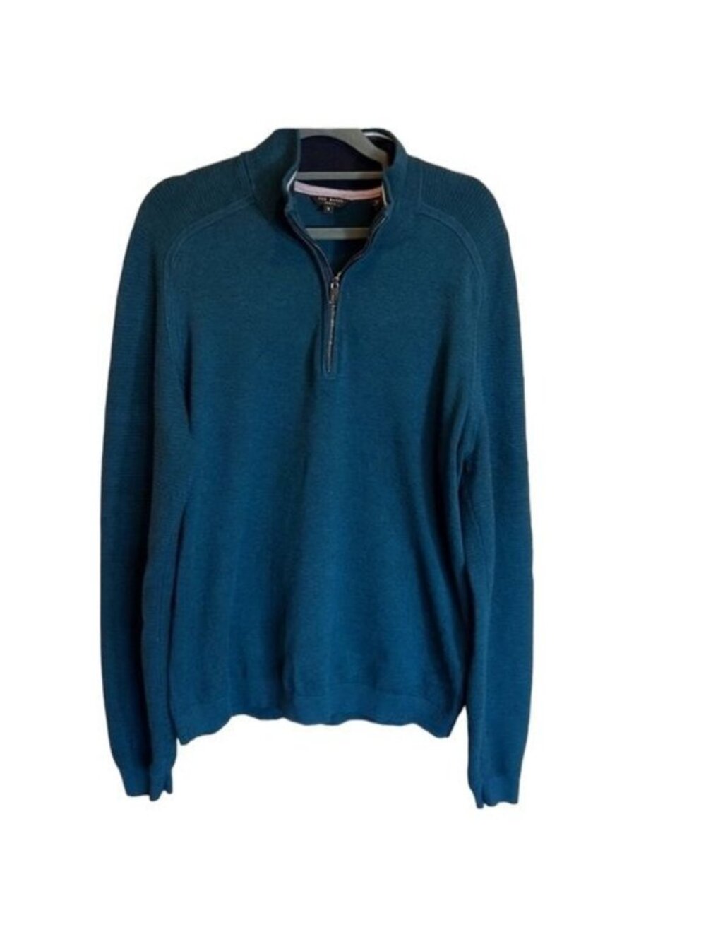 Ted Baker London Knitted 1/4 Zip Funnel Neck Sweater Size XL Viscose Cotton